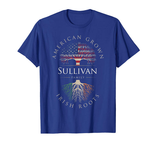 Sullivan Family Name American Grown Irish Roots Ireland Flag T-Shirt