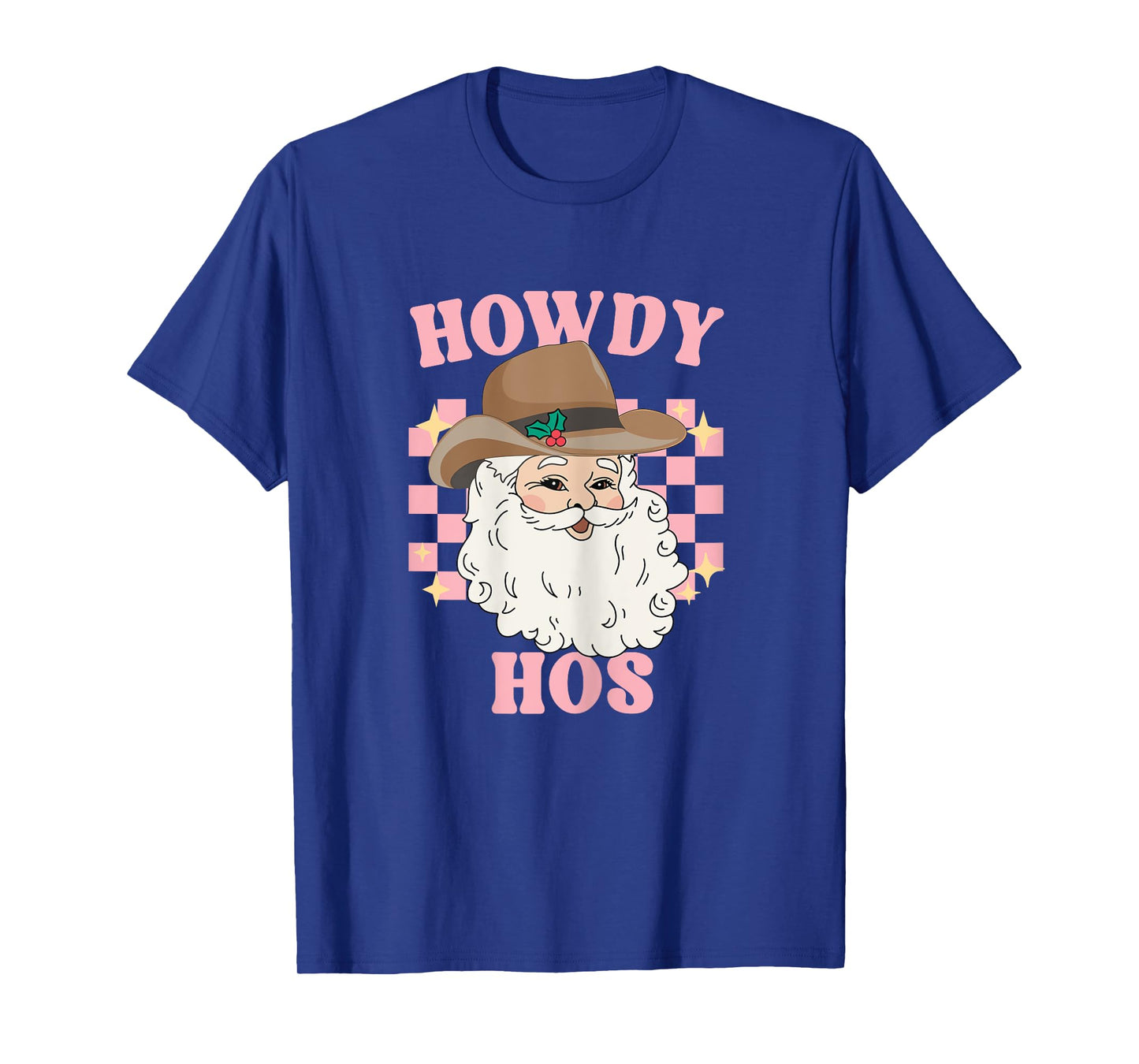 Country Cowboy Christmas Howdy Hos Groovy Western Santa T-Shirt