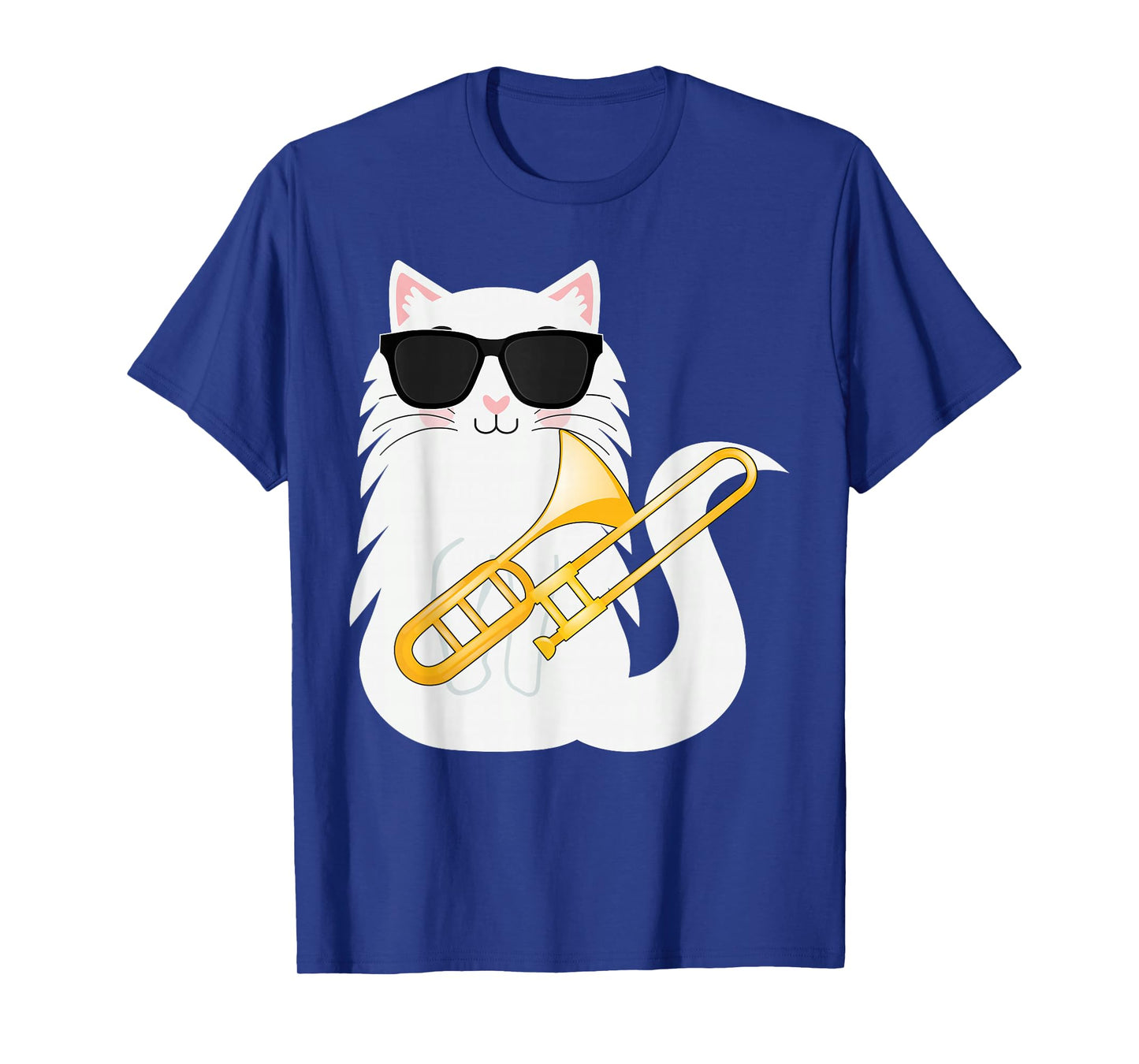 Funny Cat Wearing Sunglasses Playing Trombone T-Shirt