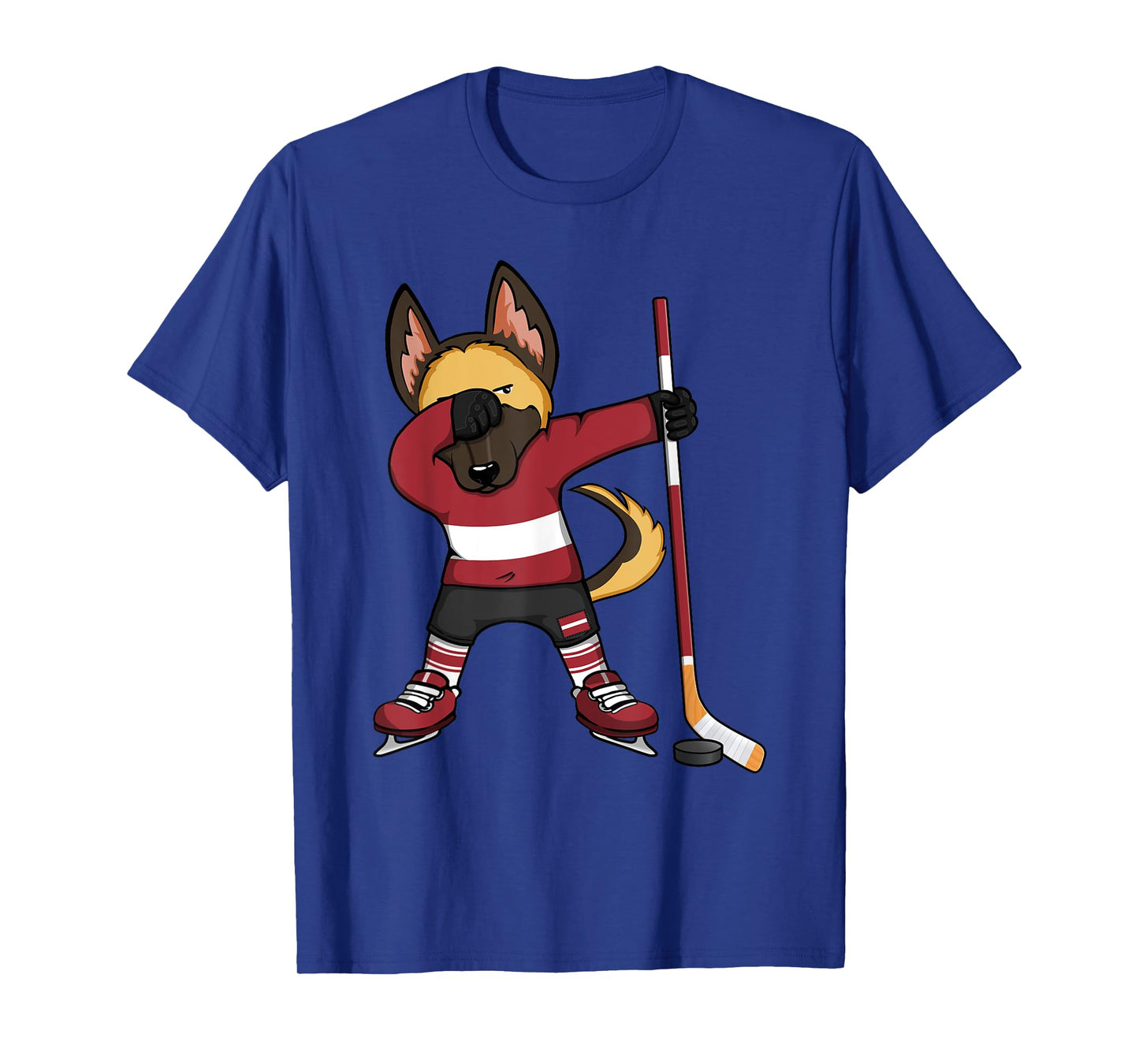 Dabbing German Shepherd Latvia Ice Hockey Fans Winter Sports T-Shirt