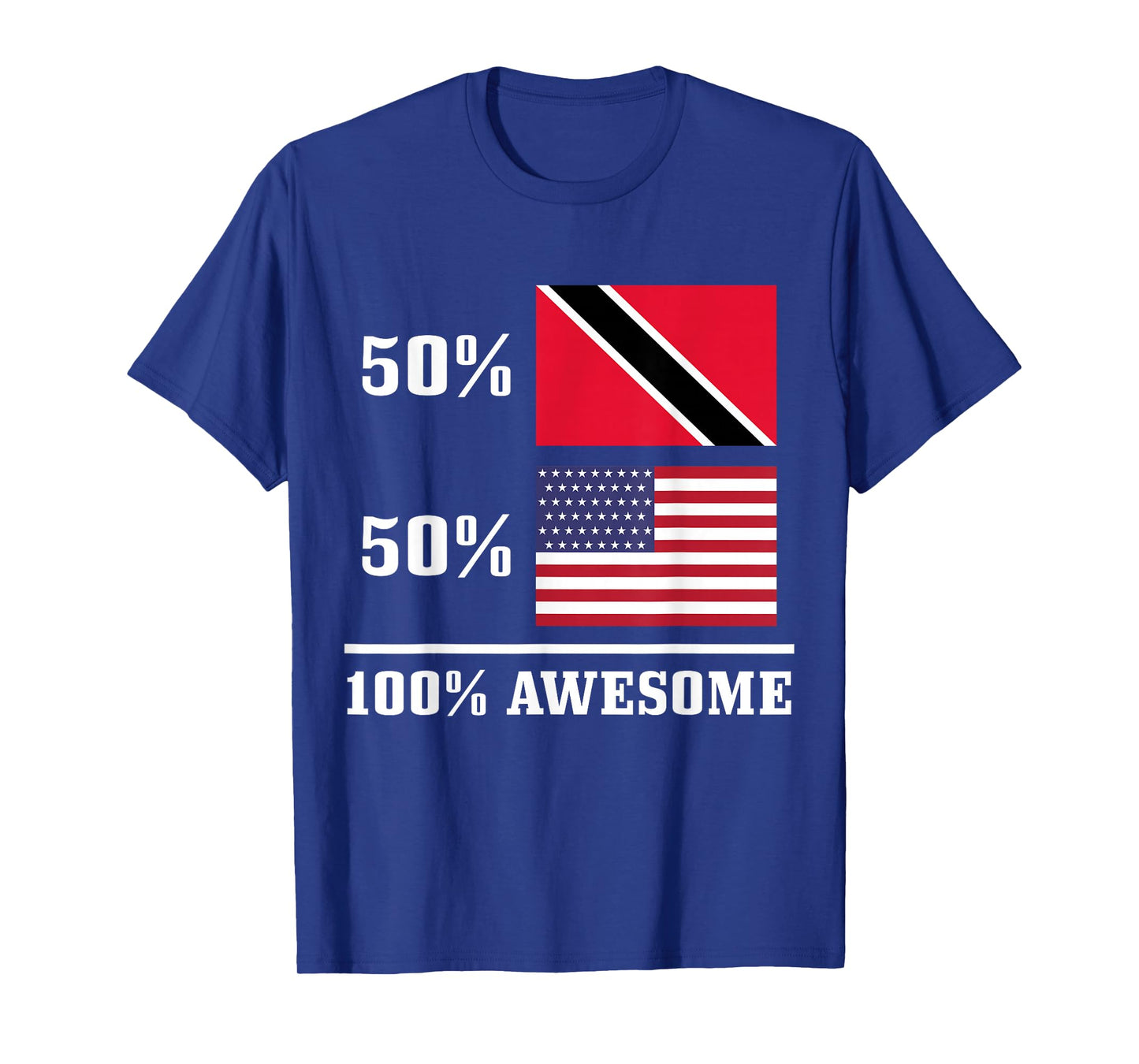 50% Trinidad & Tobago 50% USA American Flag Pride T-Shirt