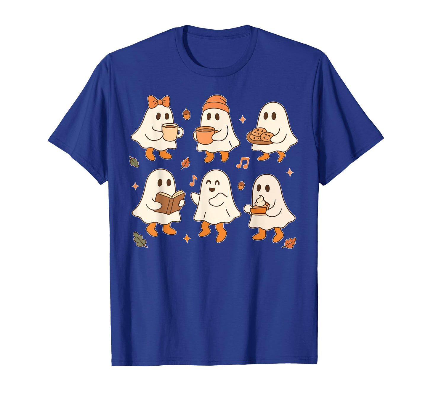 Cute Ghost Halloween Shirts For Women Vintage Fall Coffee T-Shirt