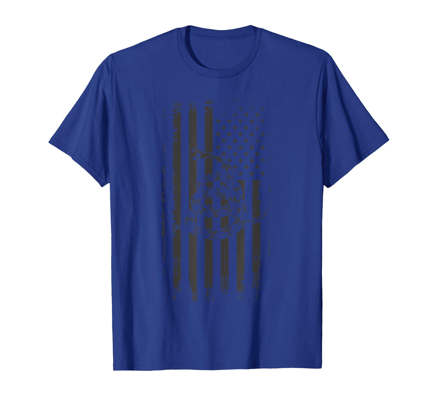 American Flag & Snake Patriotic Shirt Stealth Black T-Shirt
