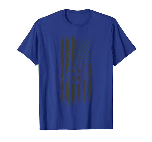 American Flag & Snake Patriotic Shirt Stealth Black T-Shirt
