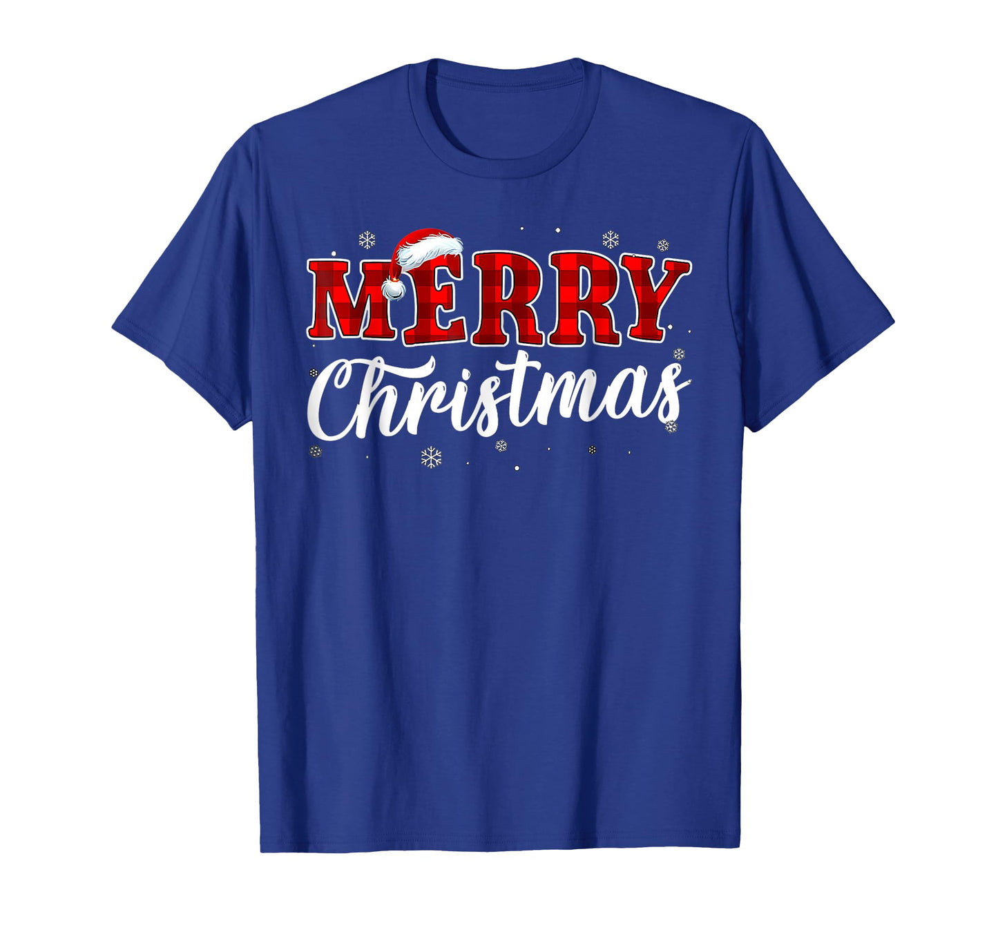 Merry Christmas Buffalo Plaid Red Santa Hat Xmas Pajamas T-Shirt