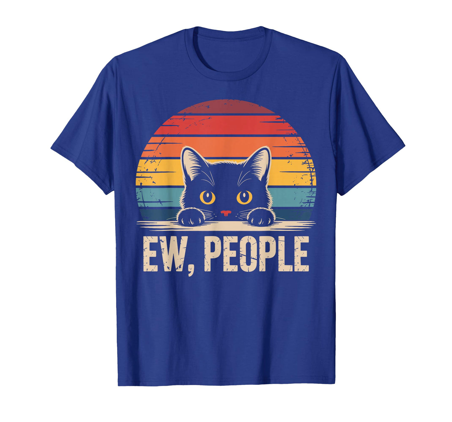 Ew People Retro Vintage Anti Social Cat Funny Introvert T-Shirt