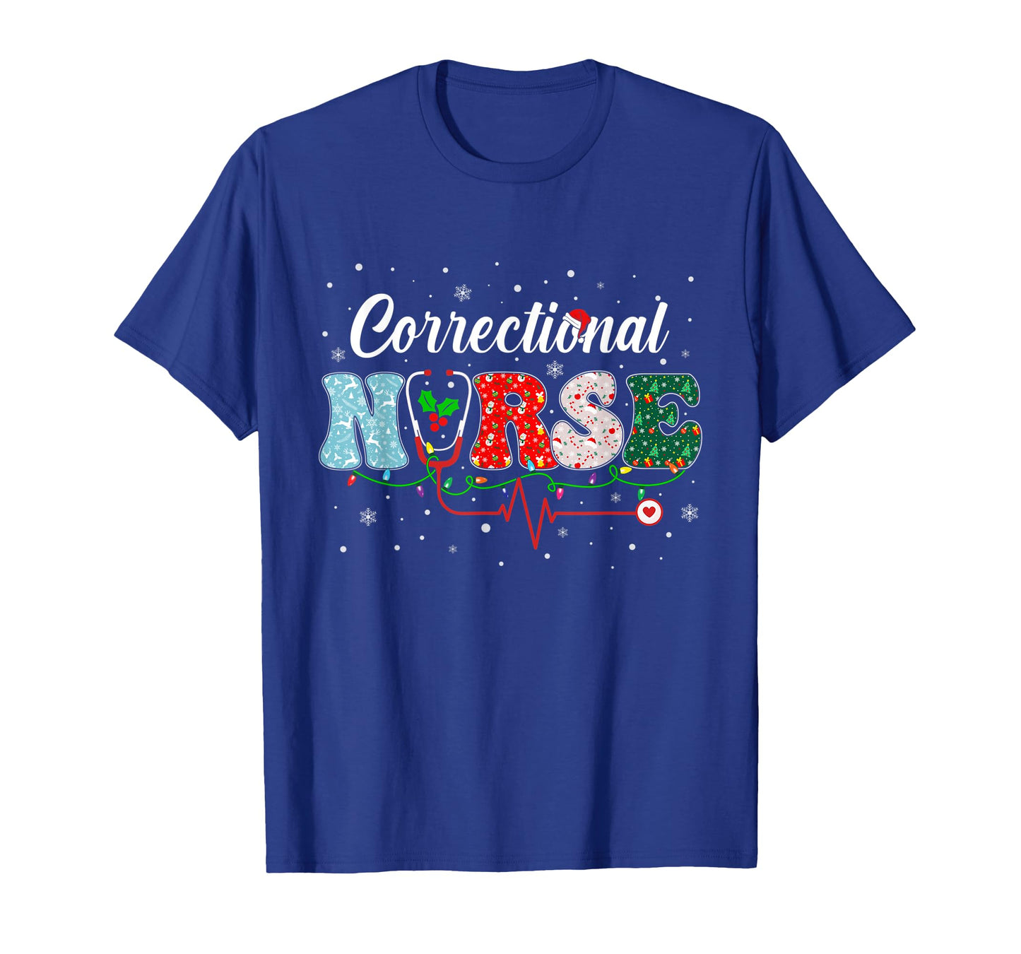 Correctional Nurse Xmas Santa Hat Nursing Christmas Pattern T-Shirt