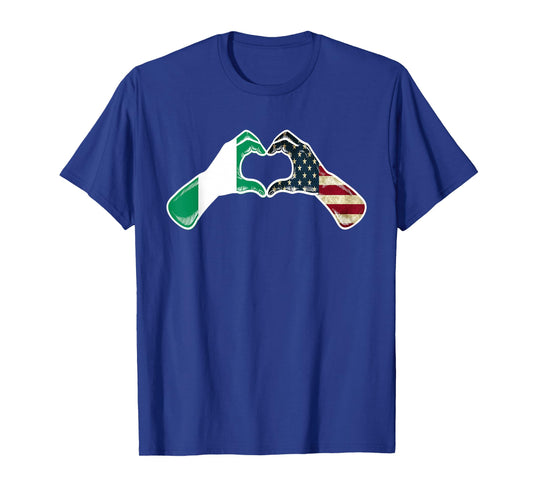 Nigeria American USA Flag - USA Nigerian Heart T-Shirt