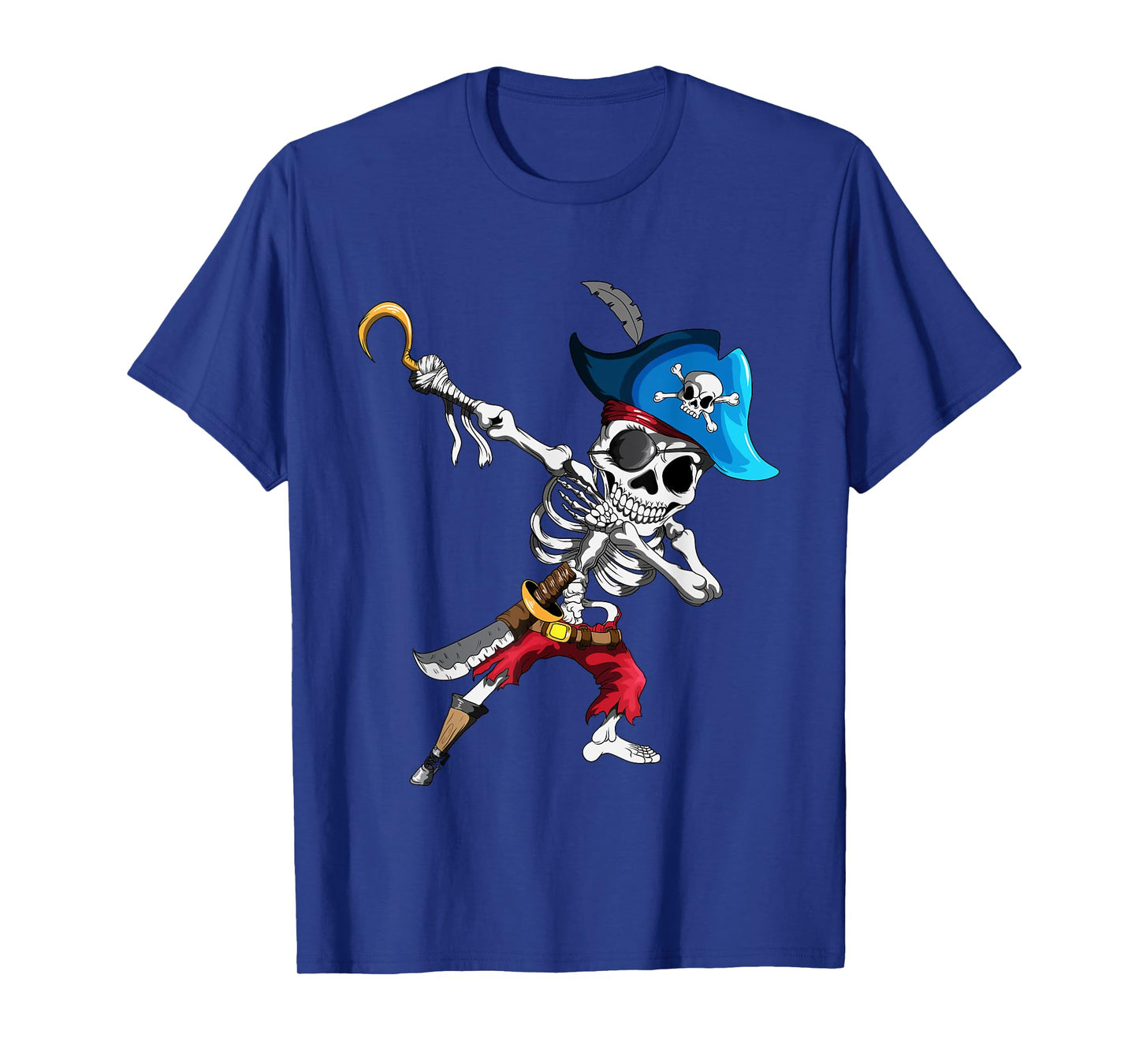 Dabbing Pirates Skeleton Eye Flap Pirate Ship Halloween T-Shirt