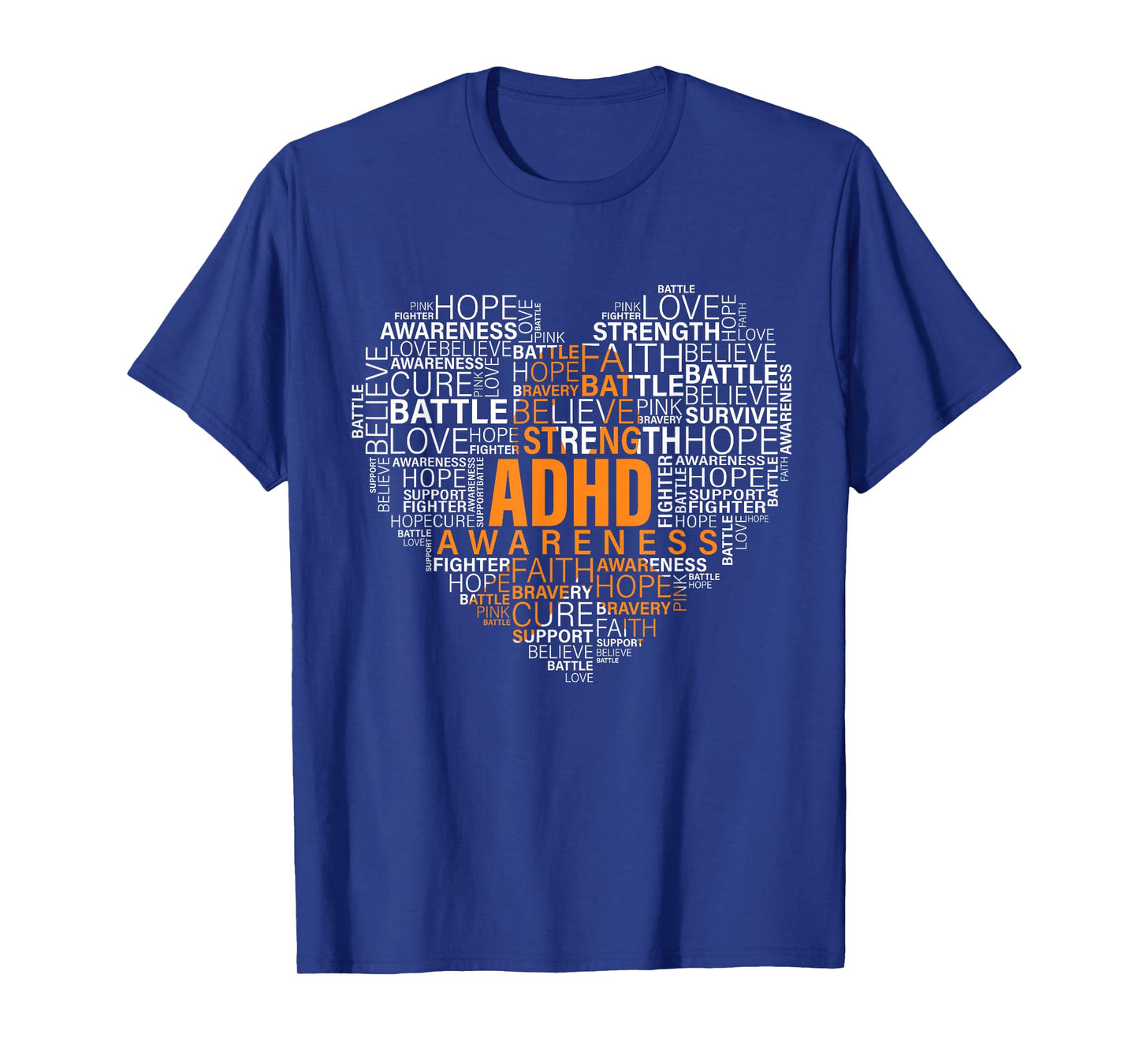 ADHD awareness words cloud heart support proud ADHD warrior T-Shirt
