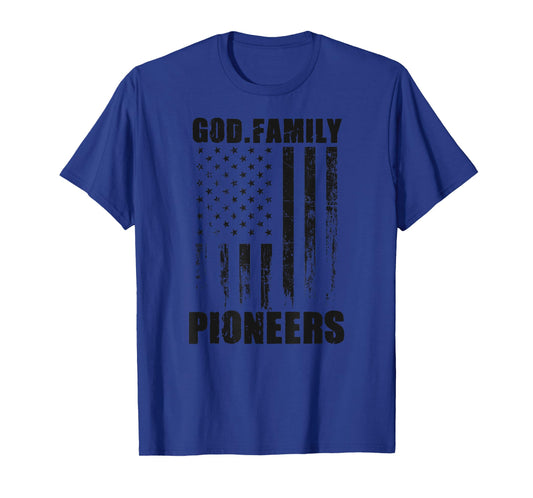 Wayne Pioneers God. Family. Vintage USA Flag T-Shirt
