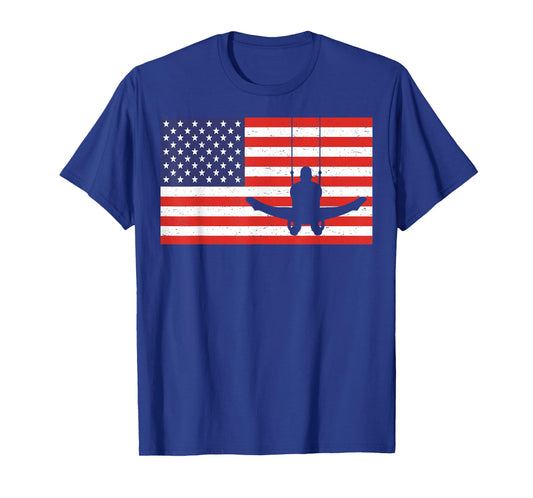 Distressed Gymnastic Rings USA American Flag Vintage Gymnast T-Shirt