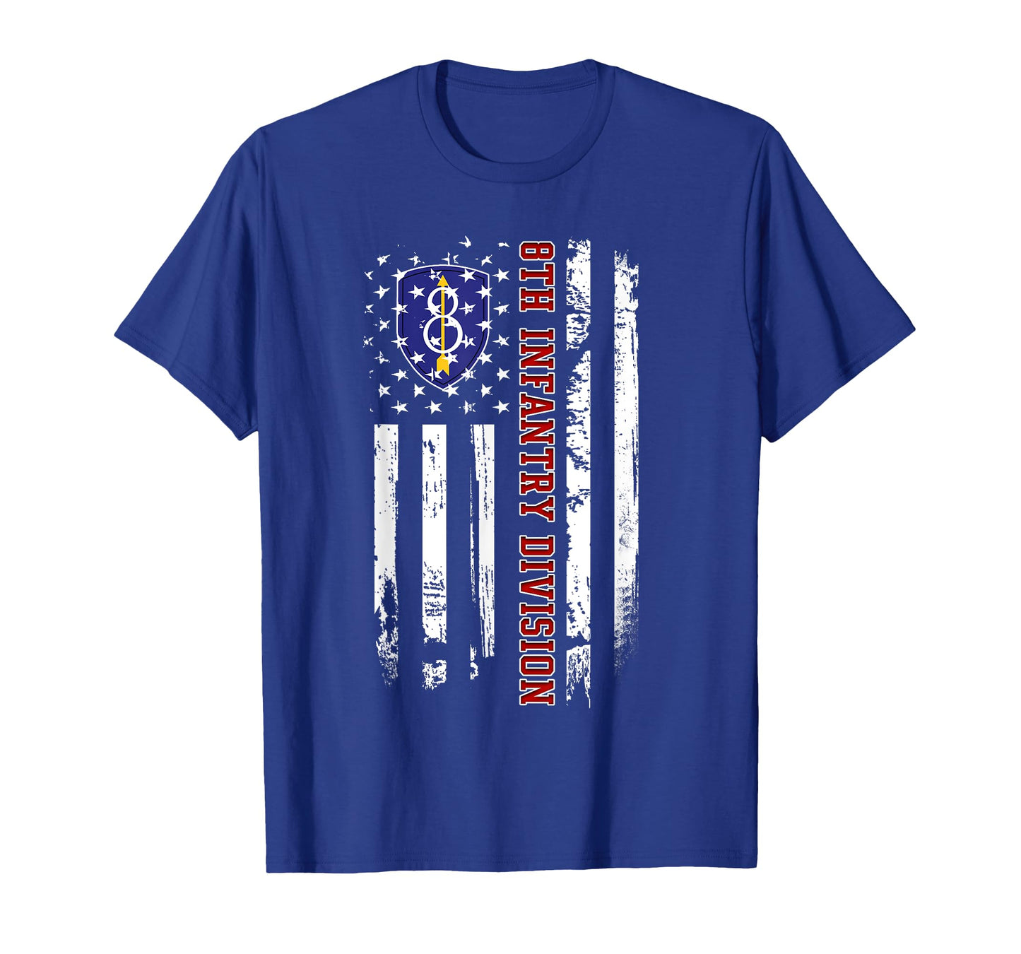 8th Infantry Division Veteran USA Flag Veterans Day Xmas Women Men T-Shirt