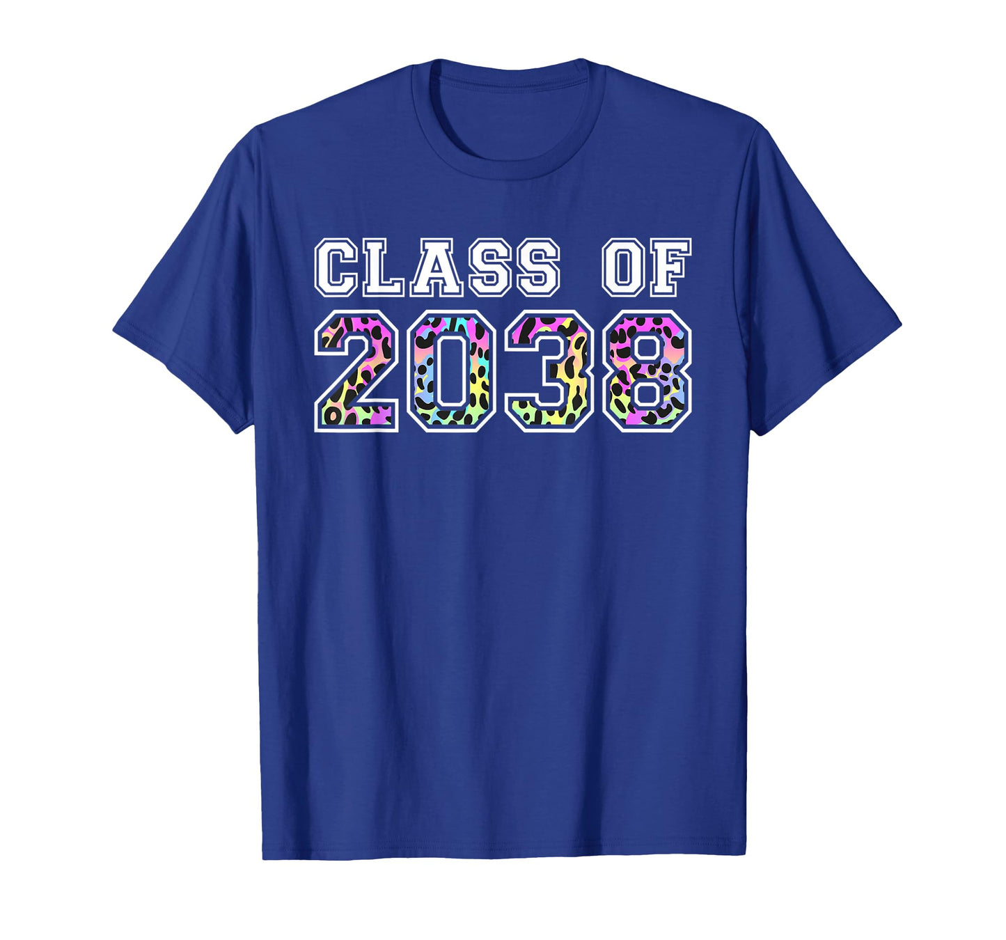 Class Of 2038 Grow With Me Pre-k 12th Grade Leopard Rainbow T-Shirt