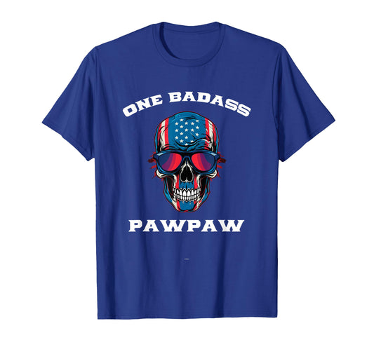 One Badass PawPaw American Flag US 4th of July USA Paw-Paw T-Shirt