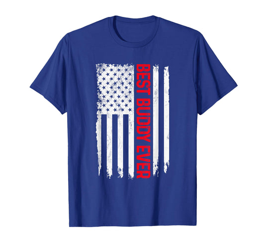 Mens Best Buddy Ever American flag Funny Buddies T-Shirt