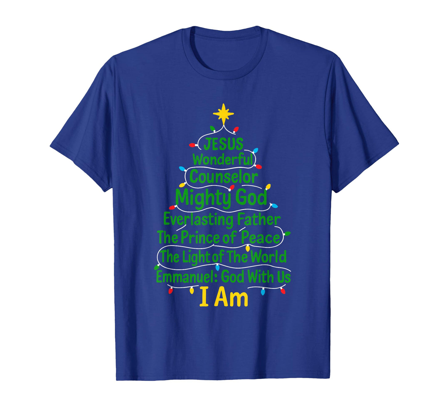 Christian Christmas Jesus Bible Names Xmas Tree Shaped T-Shirt