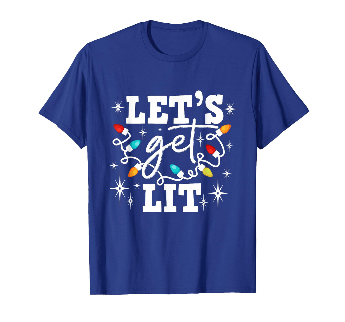 Let's Get Lit Drinking Santa Hat Christmas Lights Funny T-Shirt