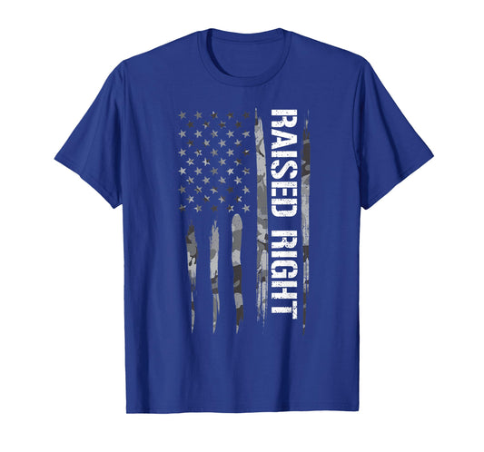 Patriotism Raised Right - American Flag T-Shirt for Women Kids Men