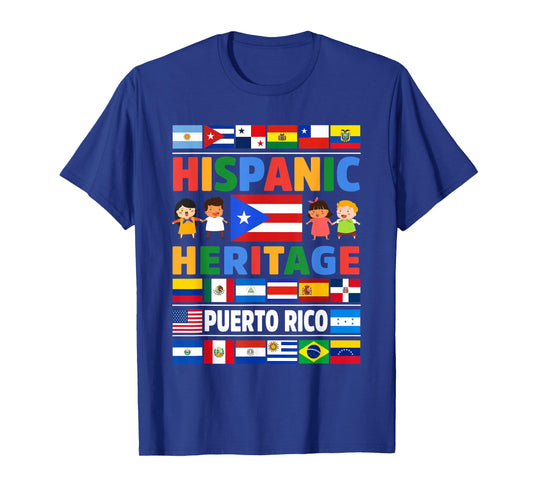 Hispanic Heritage Month Puerto Rico Flag Latino Kids T-Shirt