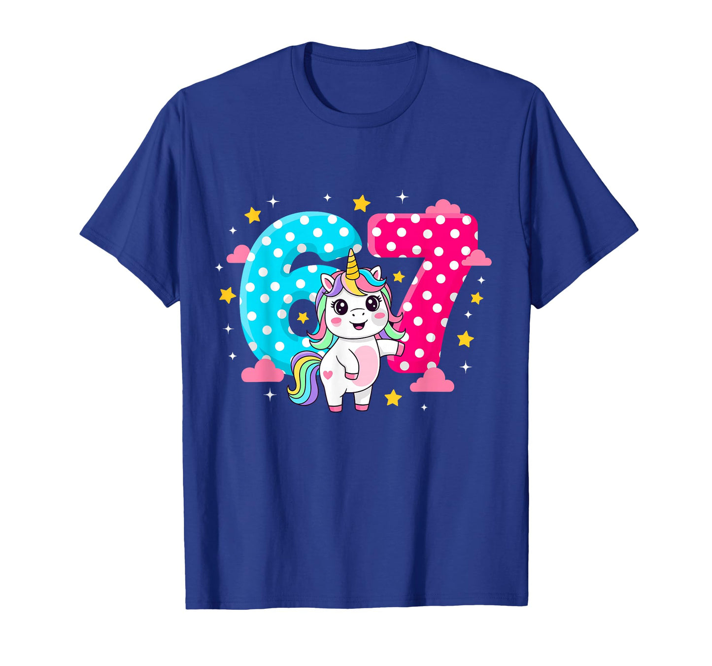 Six Seven Bruh Dabbing Unicorn 6 7 Meme 7th Birthday Girl T-Shirt