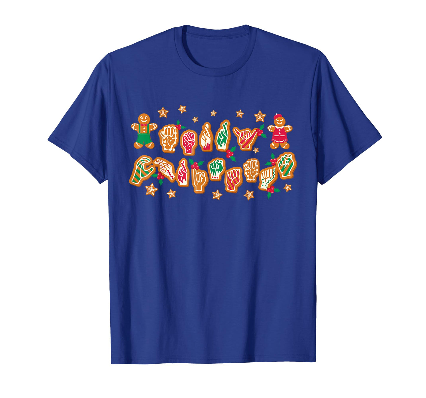 ASL Christmas American Sign Language Gingerbread Hands Deaf T-Shirt