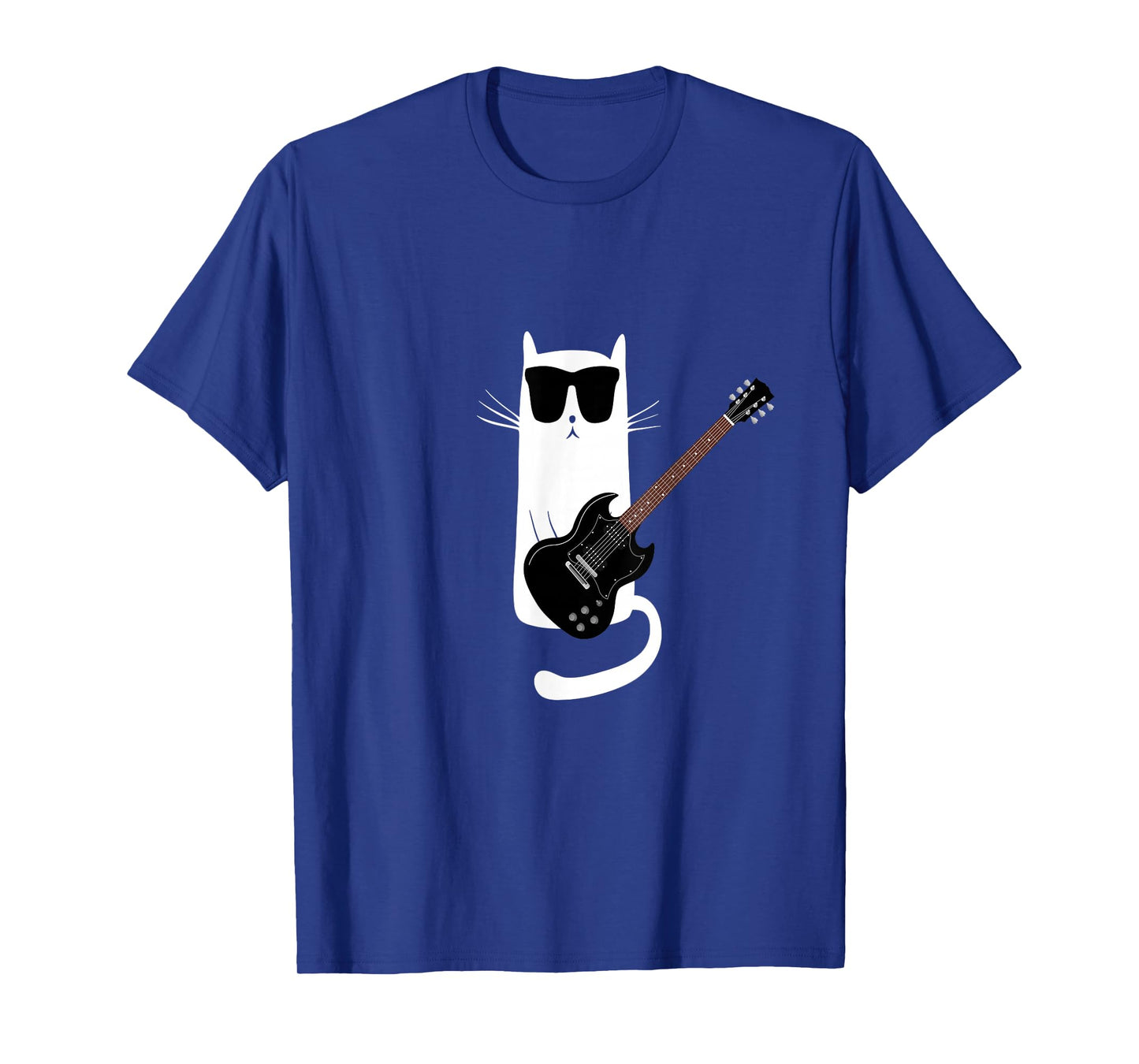 Funny Cat Wearing Sunglasses Playing Electric Guitar T-Shirt
