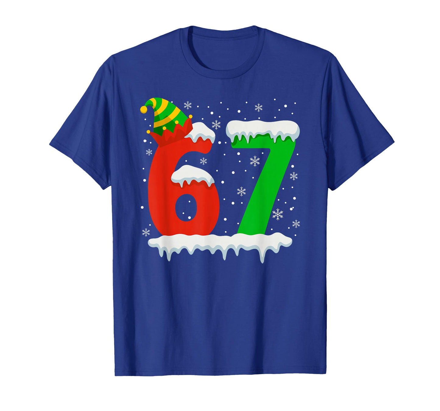 Funny Six Seven 67 Meme Saying 6 7 Elf Christmas Teens Boys T-Shirt