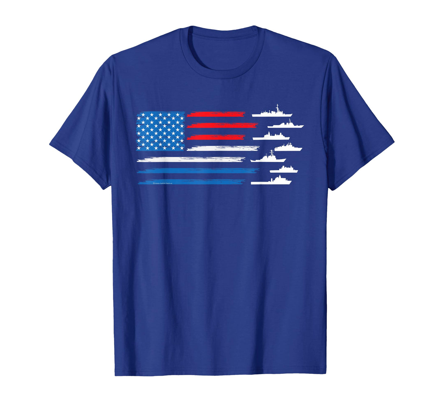 Patriotic Red White Blue USA Flag Military Ships 4th of July T-Shirt