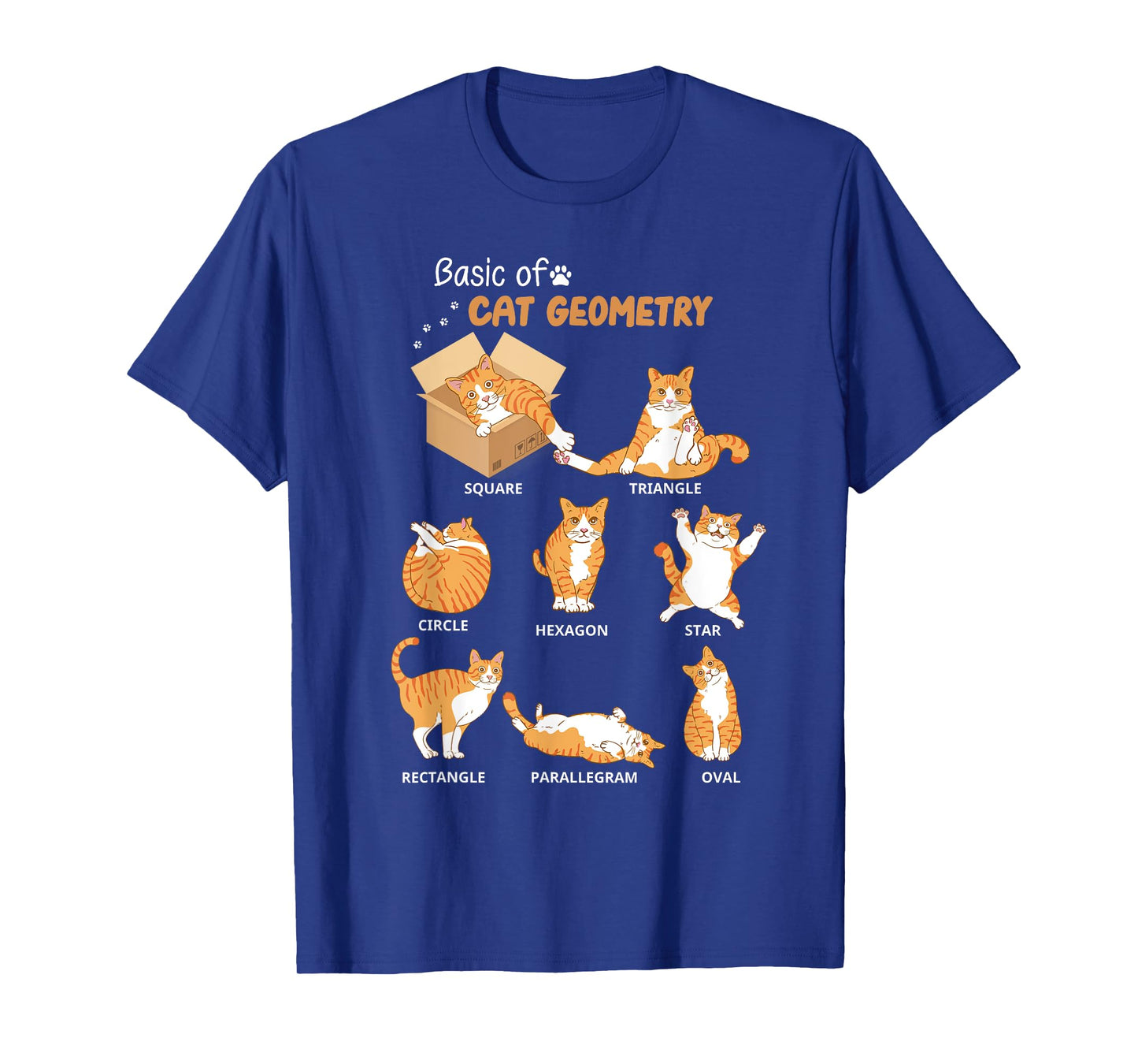 Basic Cat Geometry Cute Cat Lover Math School T-Shirt for Men Women Kids