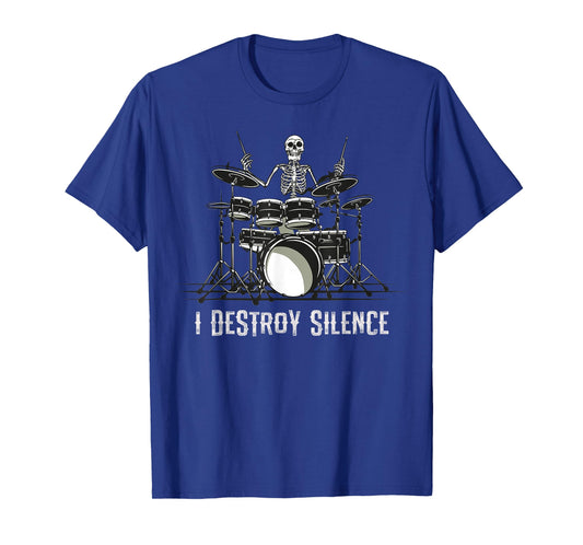 Skeleton Drummer Skull Drum Set Metal Rock Band T-Shirt