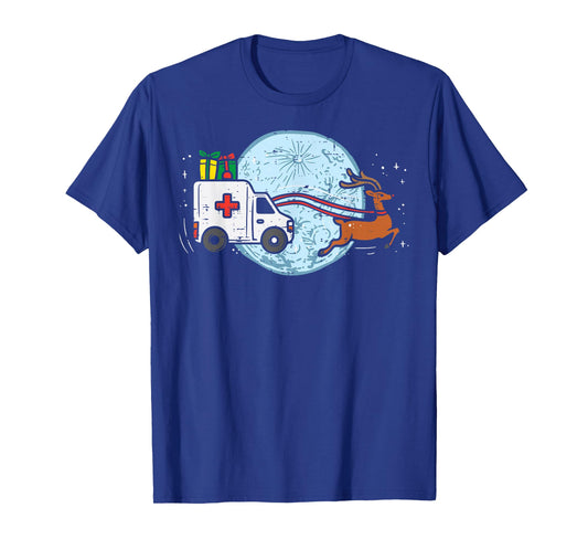 Ambulance Reindeer Nurse Christmas Winter Scrub Xmas Medical T-Shirt