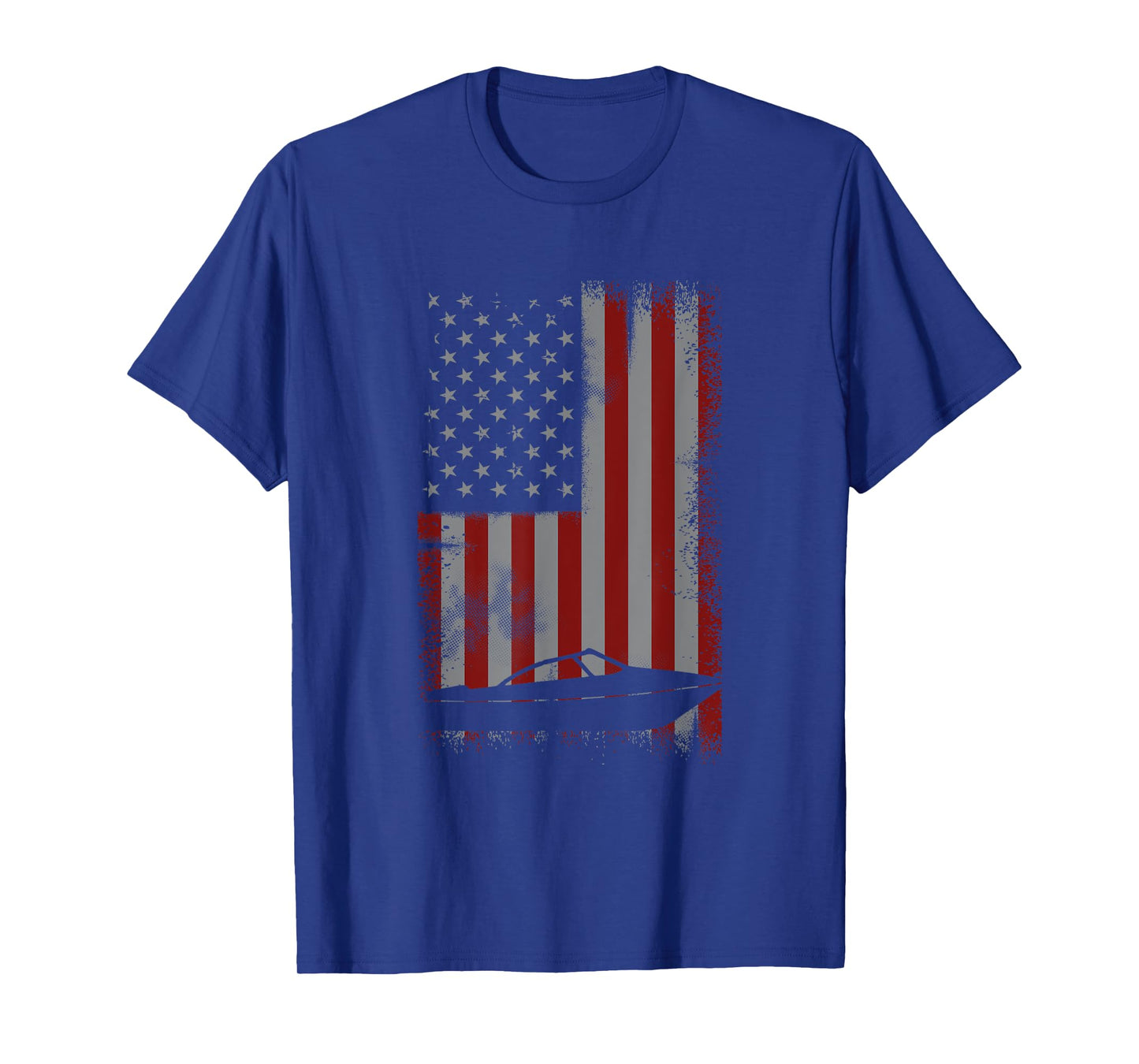 Retro American Flag Motor Boating Gift for Boater T-Shirt for Women Girls Kids Men