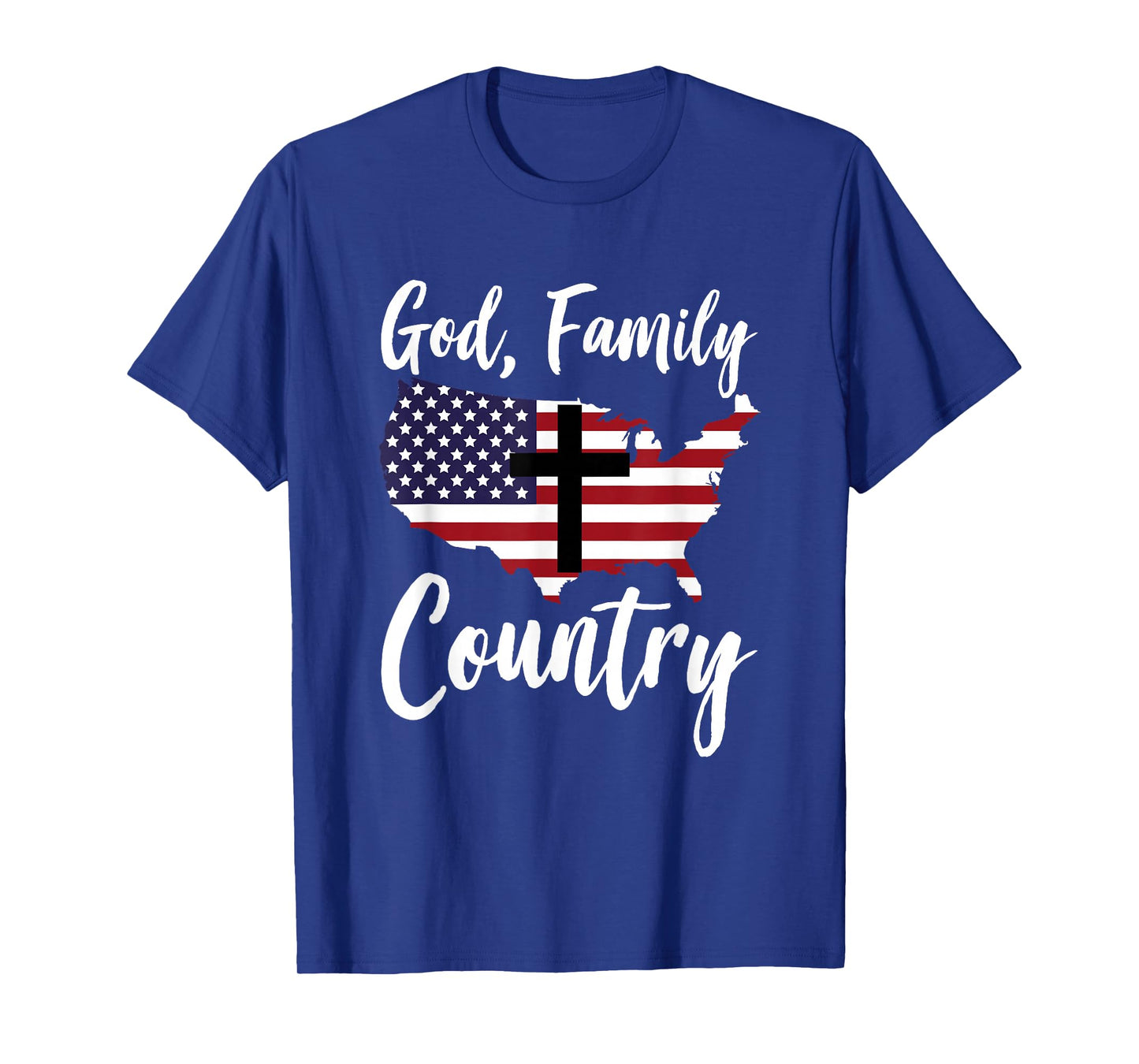 God Family Country Christian American Flag USA Map T-Shirt