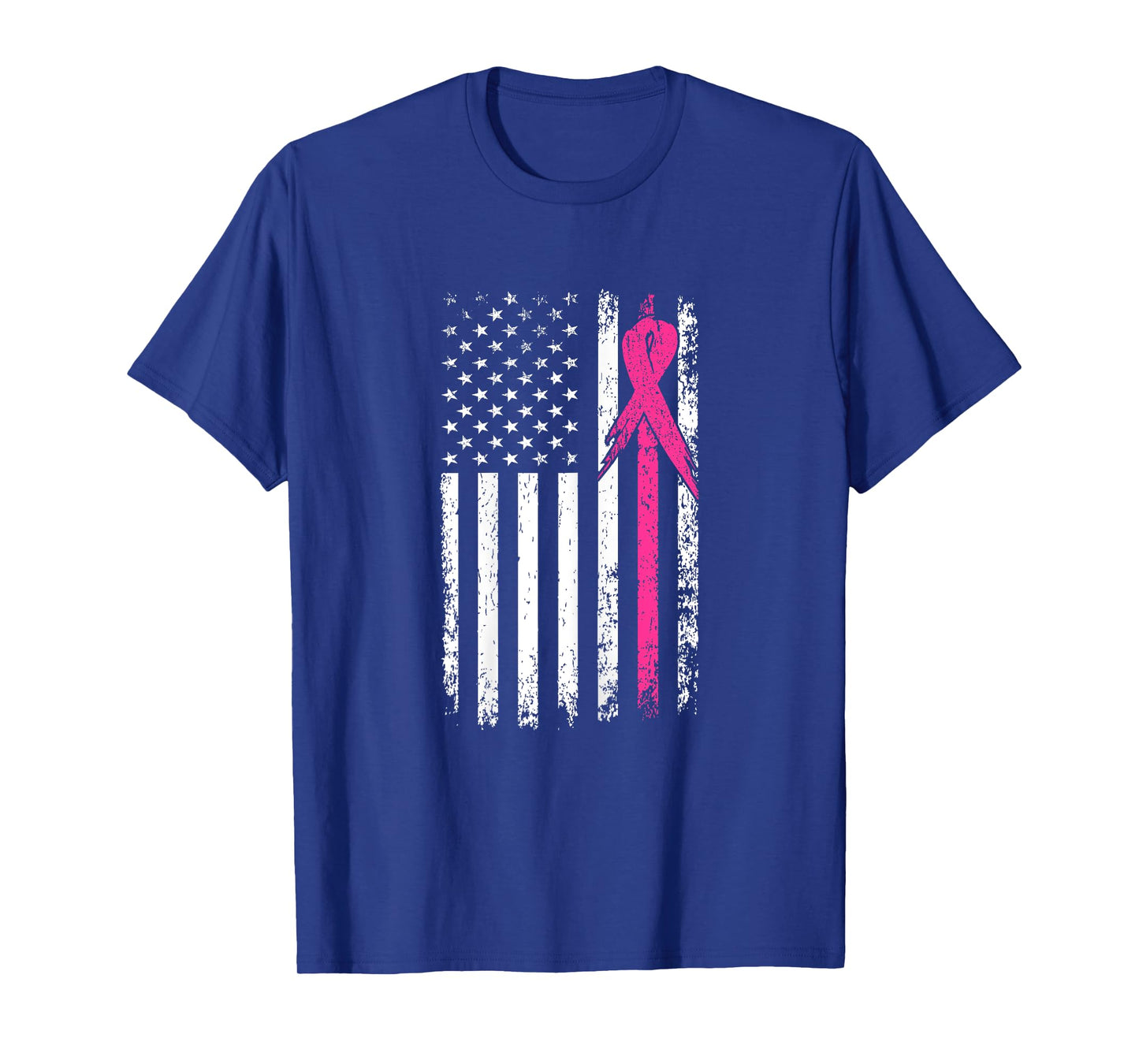 American Flag Pink Ribbon Breast Cancer Awareness Month Women T-Shirt