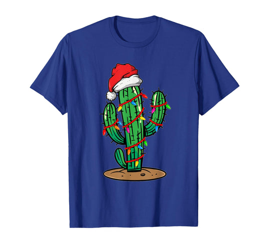 Christmas Lights Cactus Lover Funny Xmas Gift T-Shirt