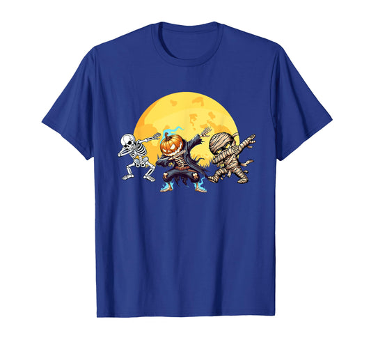 Dabbing Skeleton Mummy Spooky Squad Men Kids Boys Halloween T-Shirt