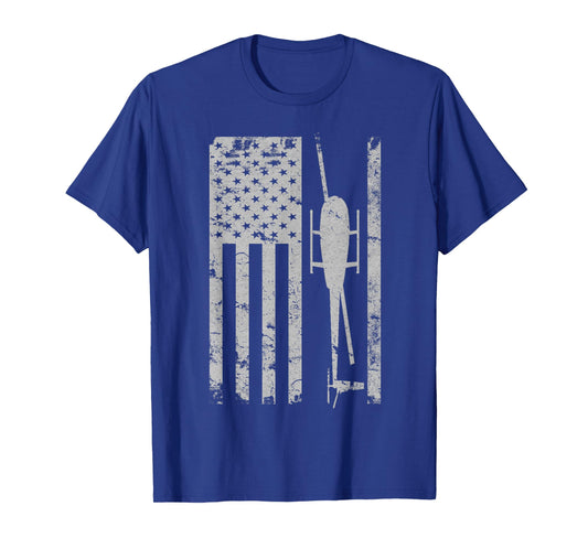 R22 Helicopter Flight Training Vintage Flag Pilot T-Shirt T-Shirt