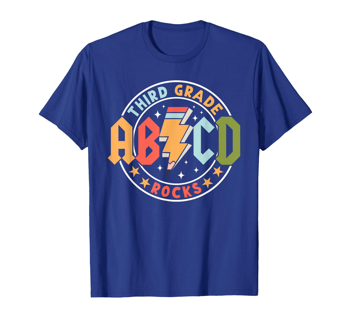 ABCD 3rd Grade Rocks Pencil Lightning Teachers Rock Boys T-Shirt