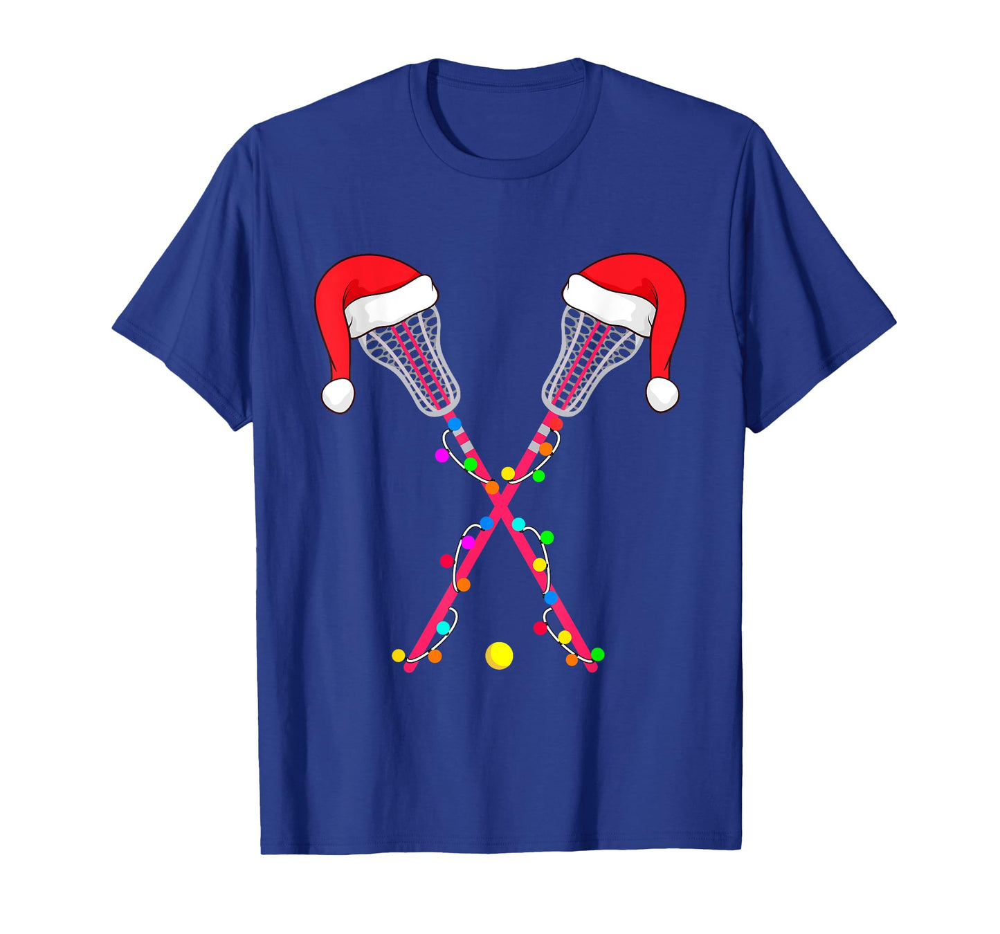 Lacrosse Santa Hat Christmas Lights Funny Sport Xmas Boys T-Shirt