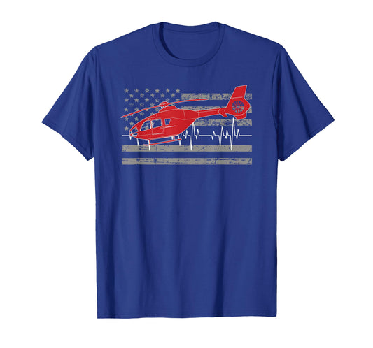 American Flag Flight Medic Heartbeat T-Shirt T-Shirt