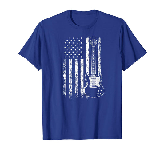 Patriotic SG Type Guitar Player American Flag Guitarist USA Women Men T-Shirt