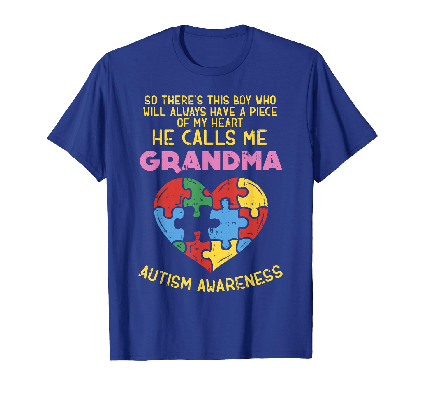 Grandma Autism Awareness Shirt Austistic Boy Piece My Heart T-Shirt