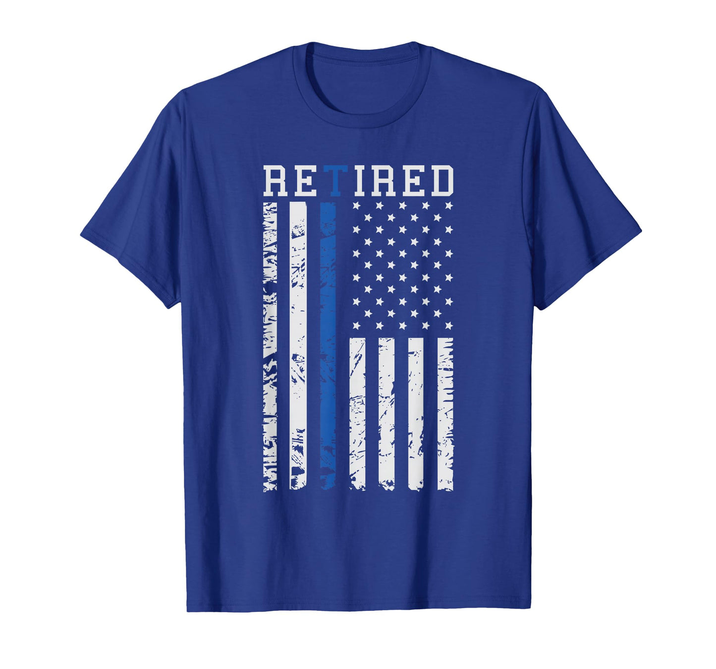 Thin Blue Line American Flag Retired Law Enforcement T-Shirt
