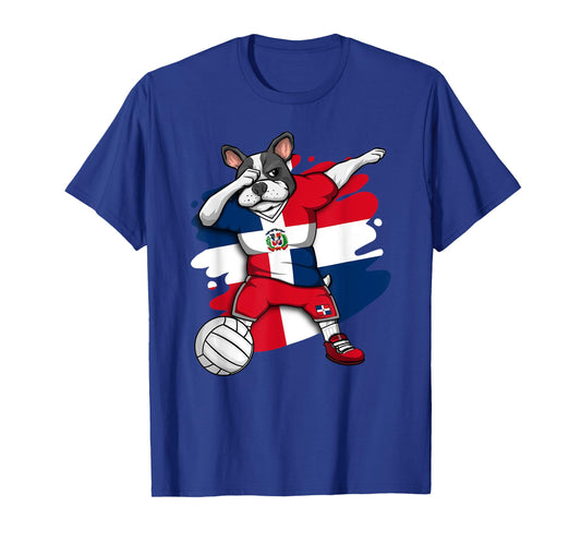 Dabbing Bulldog Dominican Republic Volleyball Fan Jersey T-Shirt for Men Women Kids
