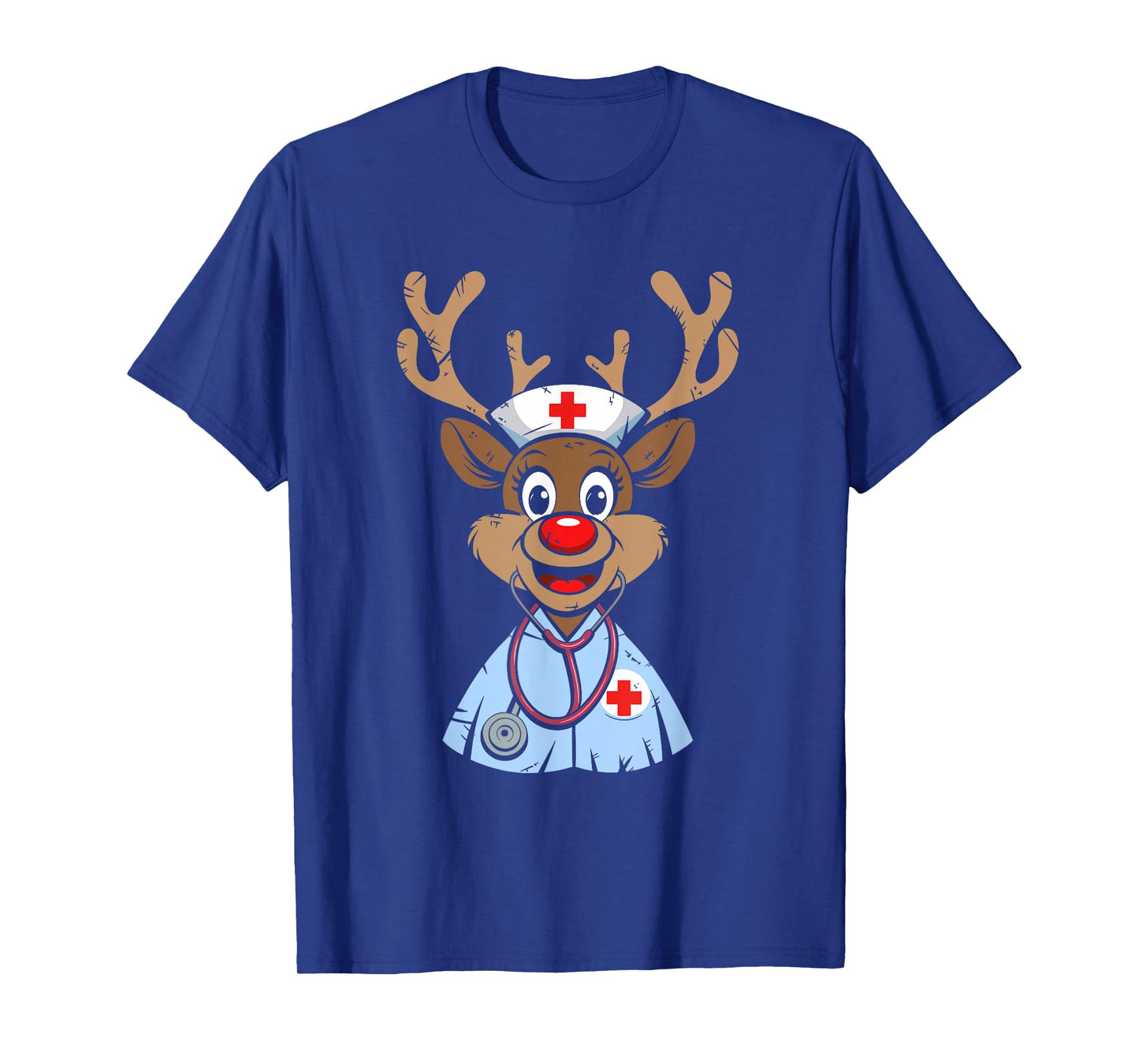 Christmas Nurse Reindeer Funny Scrubs Rubber Gloves Nurses T-Shirt