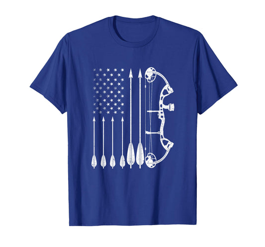 American Flag Bowhunting Bow Archery For Deer Hunter Hunting T-Shirt