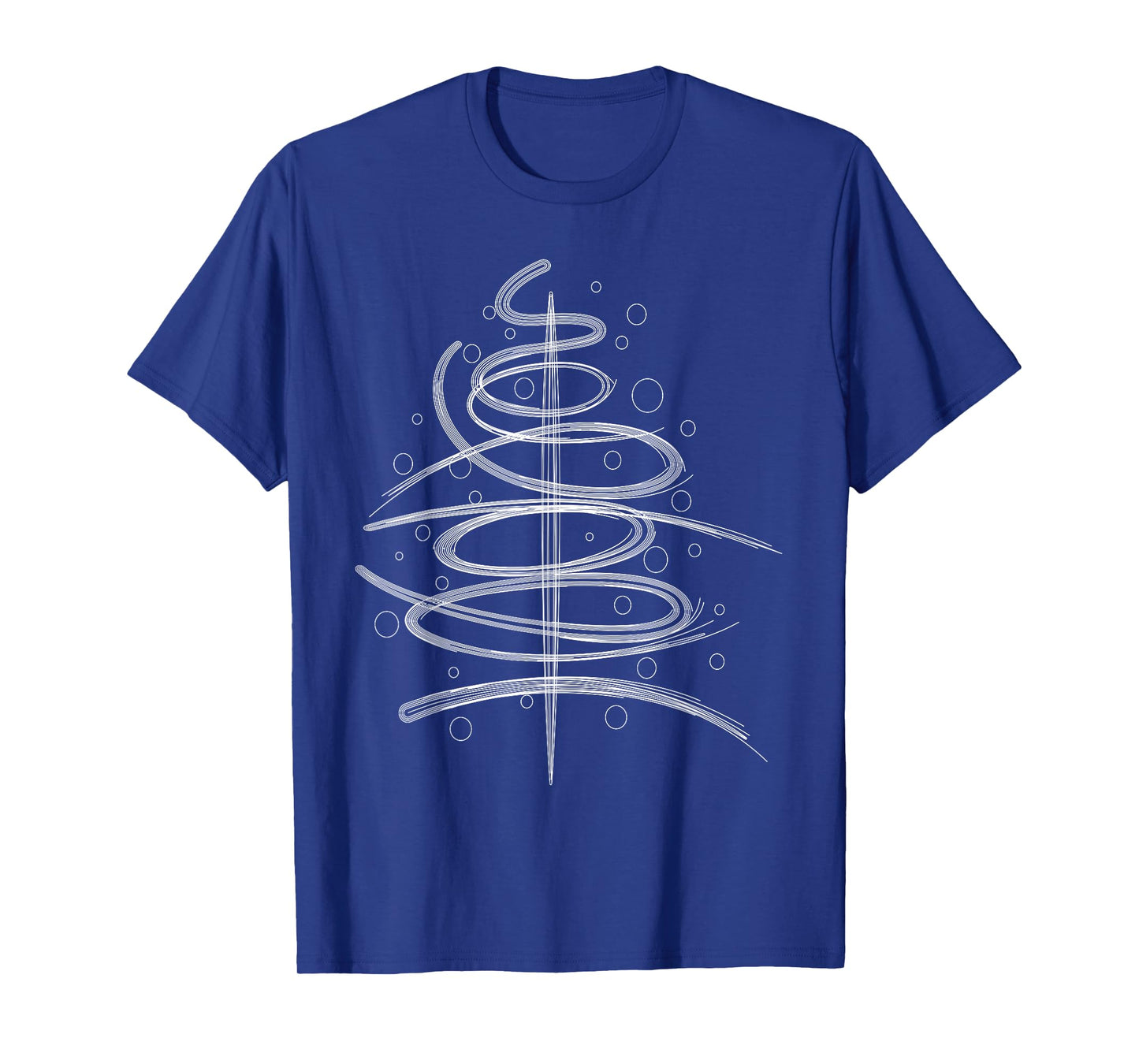 Abstract Aesthetic Swirly Black White Xmas Tree Line Art T-Shirt
