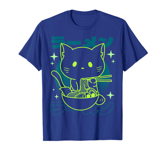Anime Ramen Cat Japanese Retro Noodles Aesthetic Kawaii Cat T-Shirt
