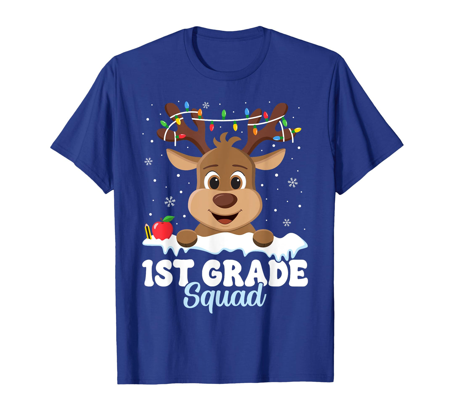 1st Grade Teacher Christmas First Grade Squad Reindeer Xmas T-Shirt